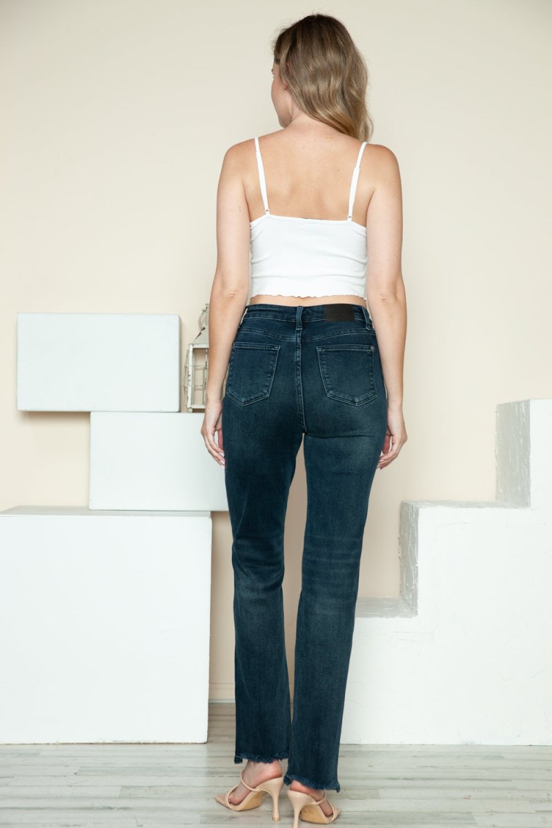 Judy Blue Full Size Button Fly Hem Destroy Straight Jeans - Love Salve